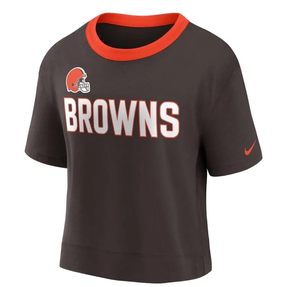 Cleveland Browns Nike Women's High Hip Fashion Cropped Top - Picture 2 of 6